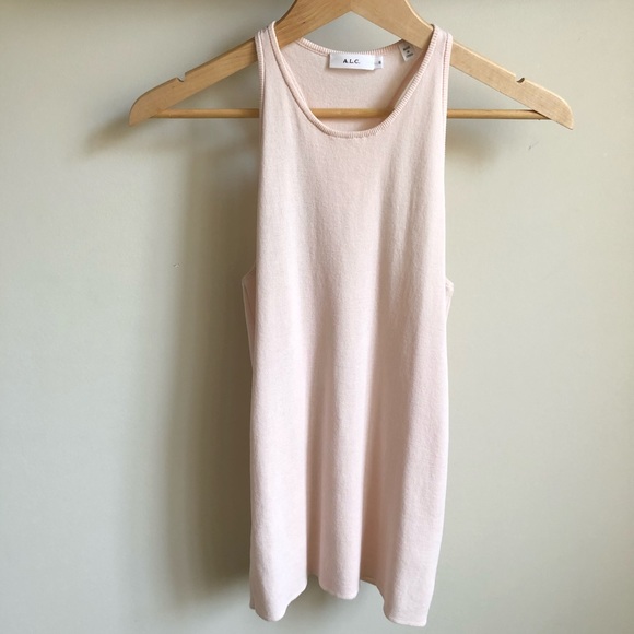 A.L.C. Ribbed Racerback Tank Top Powder Light Pink Size Small - Picture 2 of 10